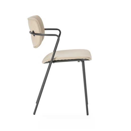 Faux leather chair in taupe, 49 x 55 x 79 cm | Mayka