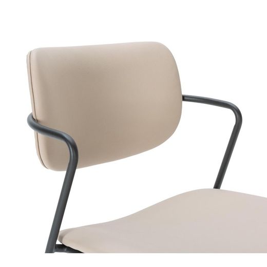 Faux leather chair in taupe, 49 x 55 x 79 cm | Mayka