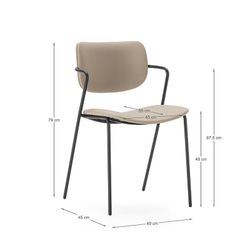 Faux leather chair in taupe, 49 x 55 x 79 cm | Mayka