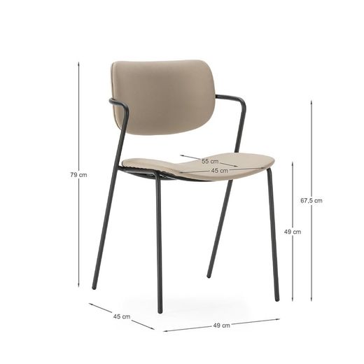 Faux leather chair in taupe, 49 x 55 x 79 cm | Mayka