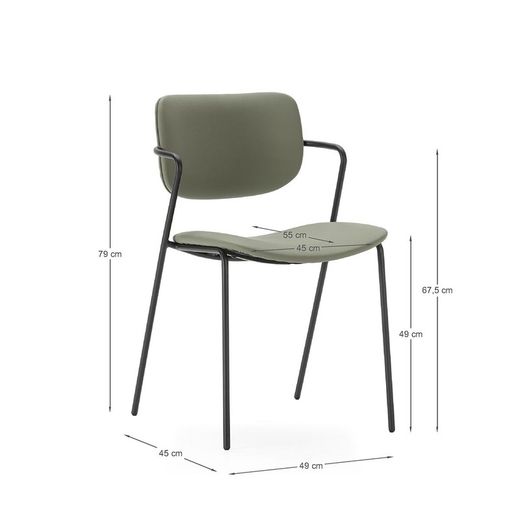 Faux leather chair in green, 49 x 55 x 79 cm | Mayka