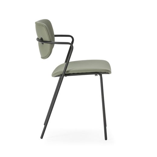 Faux leather chair in green, 49 x 55 x 79 cm | Mayka