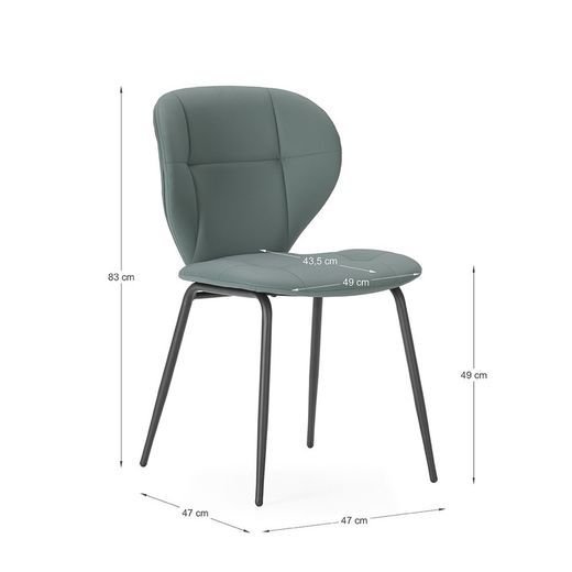 Faux leather chair in green, 50 x 57.5 x 83 cm | Maura