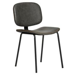 Silla de Piel Sintética Gris con Patas de Metal Negro 45x48x52/79 cm