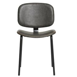 Silla de Piel Sintética Gris con Patas de Metal Negro 45x48x52/79 cm