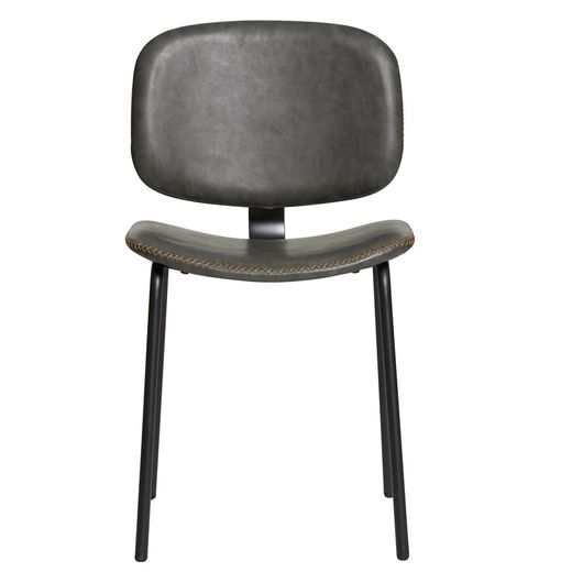 Silla de Piel Sintética Gris con Patas de Metal Negro 45x48x52/79 cm