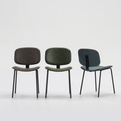 Silla de Piel Sintética Gris con Patas de Metal Negro 45x48x52/79 cm