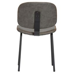 Silla de Piel Sintética Gris con Patas de Metal Negro 45x48x52/79 cm