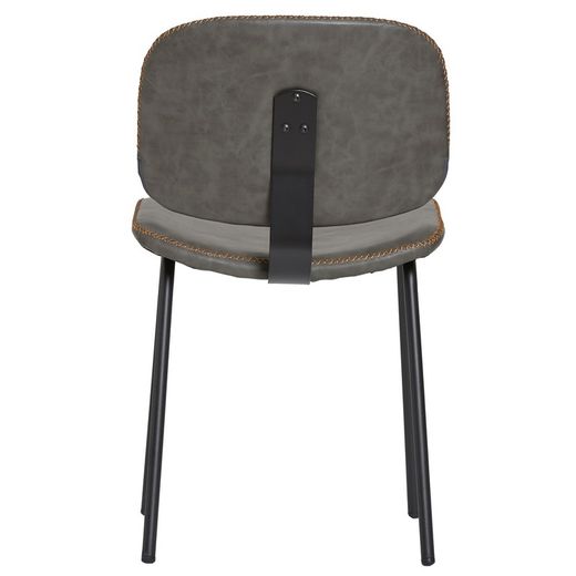 Silla de Piel Sintética Gris con Patas de Metal Negro 45x48x52/79 cm
