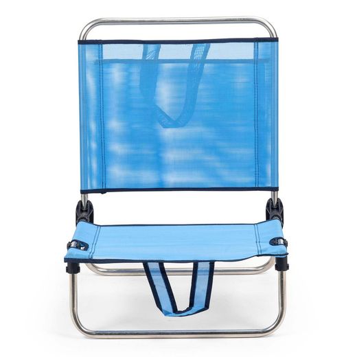 Stoffen strandstoel met zak en handvatten en aluminium frame, 54x50x63 cm