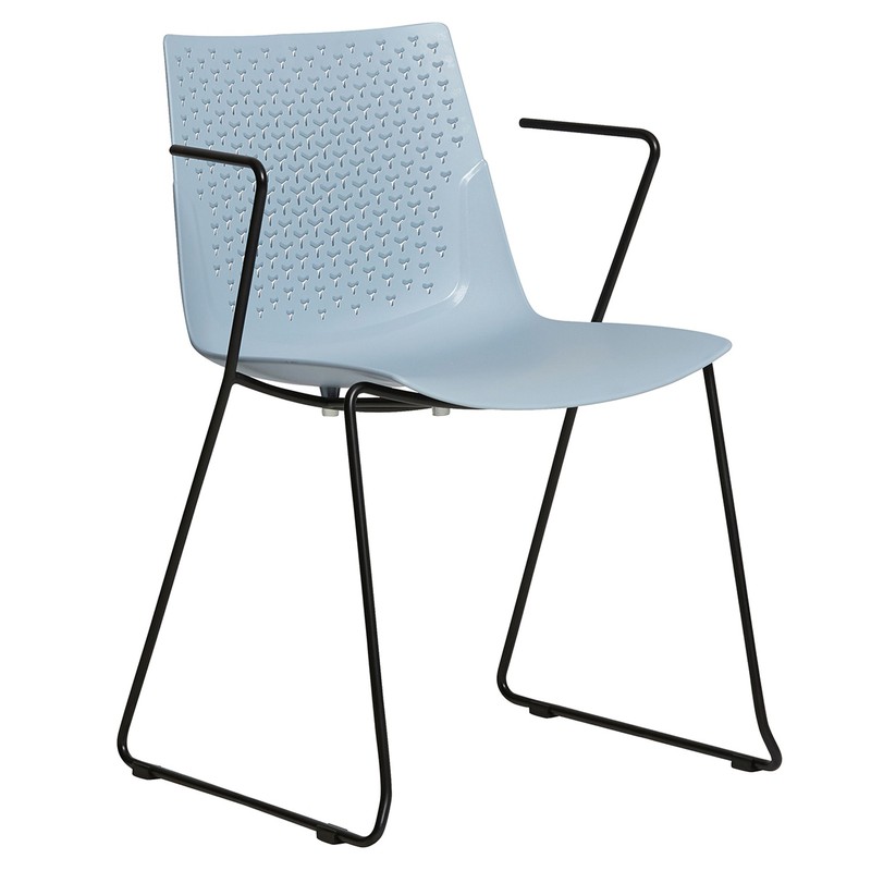 sieraden Acht privacy Lichtblauwe polypropyleen stoel en metalen frame, 53 x 57 x 81 cm — Qechic