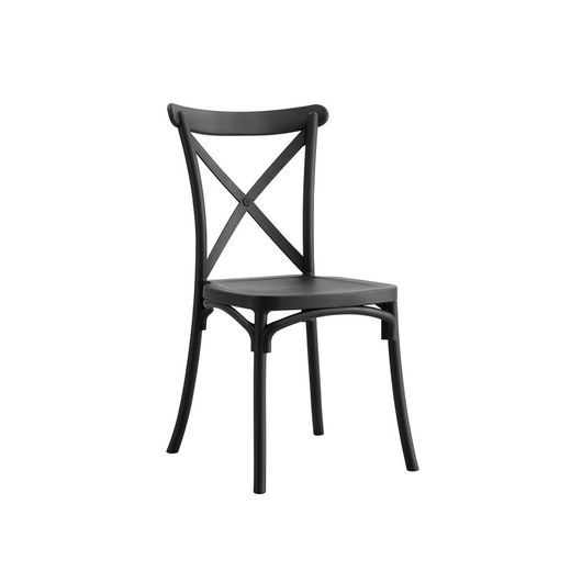Silla de polipropileno en negro, 46 x 54 x 88 cm | Crossback