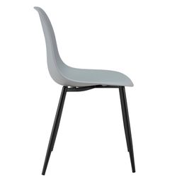 Cadeira de polipropileno cinza e pernas de metal preto, 46 x 53 x 83 cm