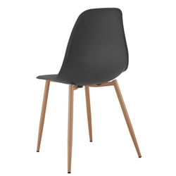 Pack of black beech wood dining room and 4 black polypropylene chairs