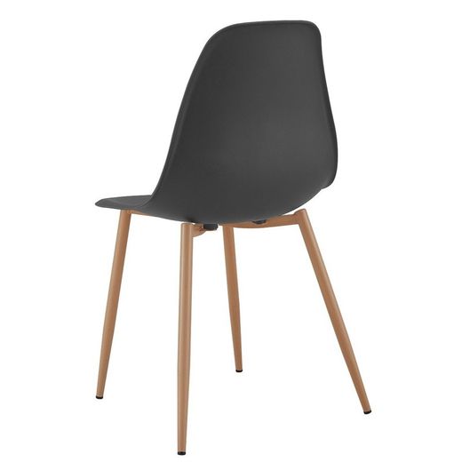 Pack of black beech wood dining room and 4 black polypropylene chairs