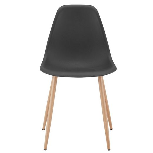 Pack of black beech wood dining room and 4 black polypropylene chairs