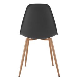 Pack of black beech wood dining room and 4 black polypropylene chairs