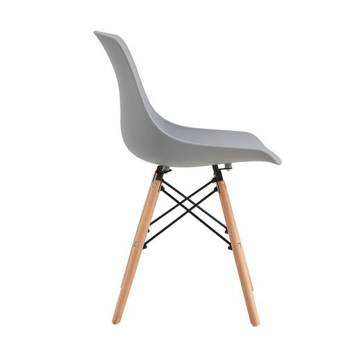 Chaise en polypropylène et bois gris, 46 x 52 x 79 cm | Jeff