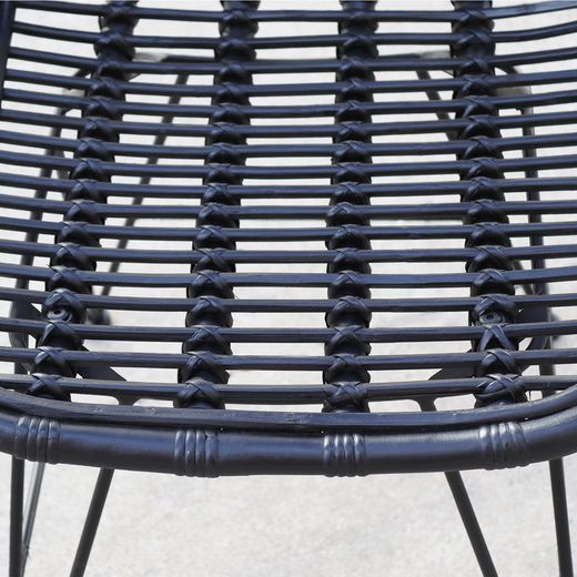Natural Rattan Dining Chair 46x60x92 cm Black