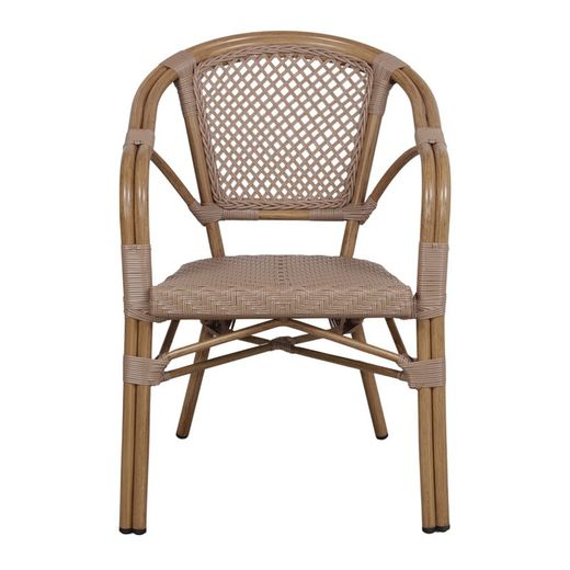 Chaise en rotin synthétique naturel et beige, 58 x 57 x 88 cm | prismatique