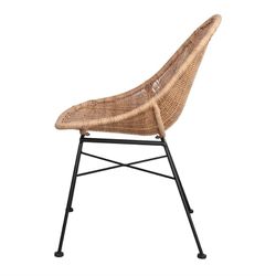 Kunststof rotan stoel in naturel en zwart, 53 x 64 x 85 cm | goed