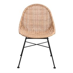 Kunststof rotan stoel in naturel en zwart, 53 x 64 x 85 cm | goed