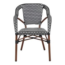 Chaise en rotin synthétique noir et blanc, 56 x 58 x 82,5 cm | Empire