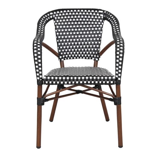 Chaise en rotin synthétique noir et blanc, 56 x 58 x 82,5 cm | Empire