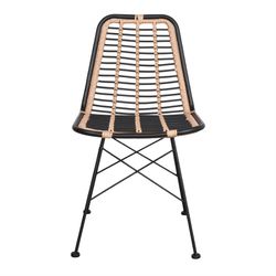 Καρέκλα από συνθετικό rattan σε μαύρο και φυσικό χρώμα, 47 x 60 x 83 cm | gino