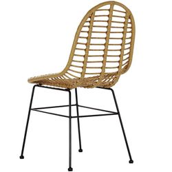 Synthetic Rattan and Metal Beige/Black Chair, 49x56x91cm