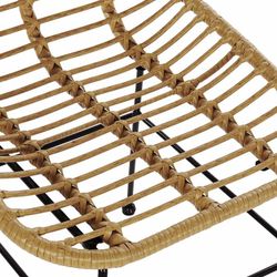 Synthetic Rattan and Metal Beige/Black Chair, 49x56x91cm