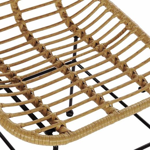 Synthetic Rattan and Metal Beige/Black Chair, 49x56x91cm
