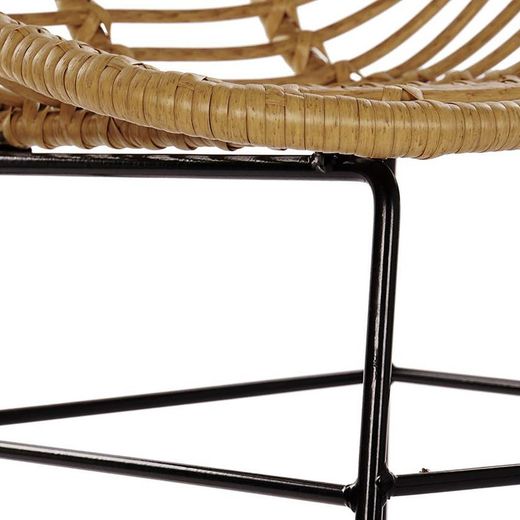 Synthetic Rattan and Metal Beige/Black Chair, 49x56x91cm