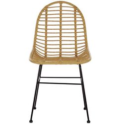 Synthetic Rattan and Metal Beige/Black Chair, 49x56x91cm