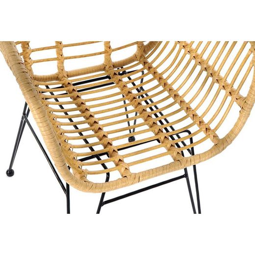 Syntetisk rotting och metall Beige/Svart stol, 57x62x81cm