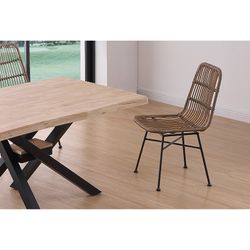 Chaise en rotin synthétique et métal naturel et noir, 44 x 47 x 84 cm | thaïlandais