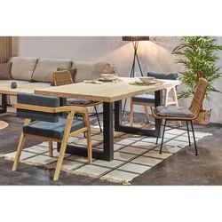 Chaise en rotin synthétique et métal naturel et noir, 44 x 47 x 84 cm | thaïlandais