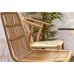 Chaise en rotin synthétique et métal naturel et noir, 44 x 47 x 84 cm | thaïlandais