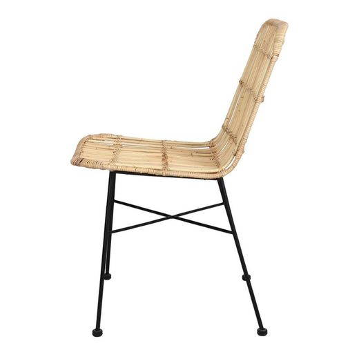 Rattan and steel chair in natural, 44 x 58 x 86 cm | Maresca