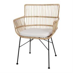 Rattan and steel chair in natural, 68 x 57 x 88 cm | Nassau