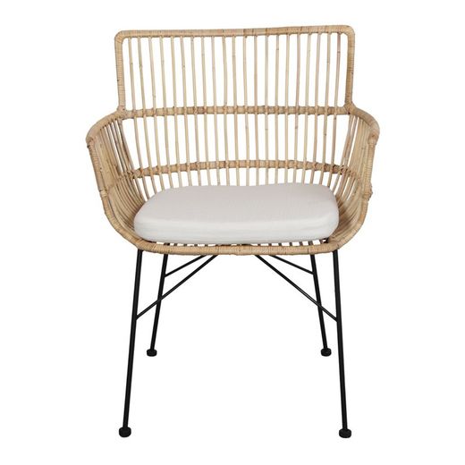 Rattan and steel chair in natural, 68 x 57 x 88 cm | Nassau