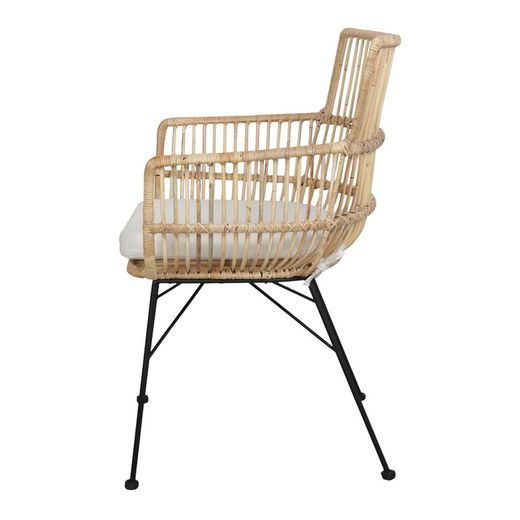 Rattan and steel chair in natural, 68 x 57 x 88 cm | Nassau