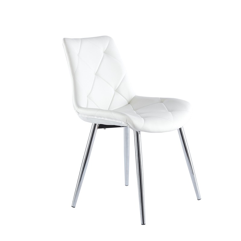 Hvid/sølv imiteret læder og metal stol, x 61 85 | Marlene — Qechic