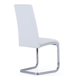 White and silver imitation leather and metal chair, 45 x 51 x 103 cm | smile