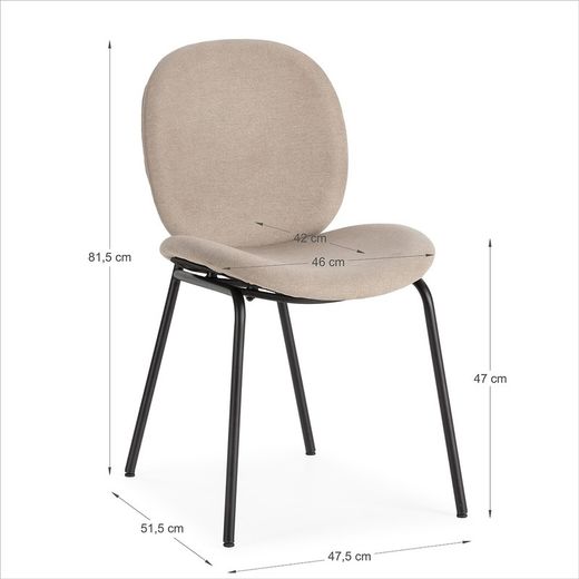 Beige fabric chair, 45 x 57.5 x 81.5 cm | Cori
