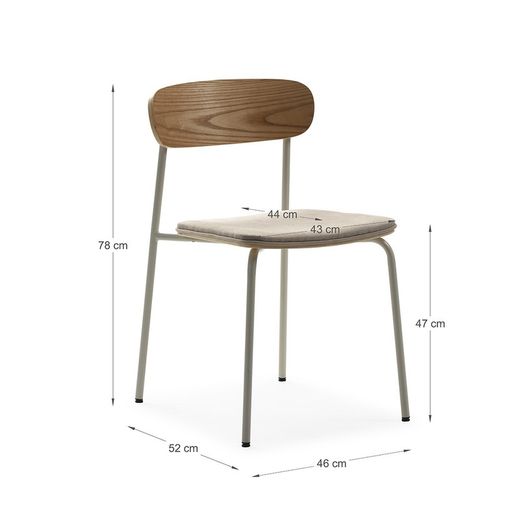 Beige stoffen stoel, 46 x 51 x 77 cm | Adriana