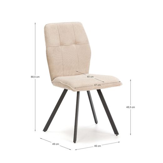 Beige fabric chair, 47 x 60 x 89 cm | Mery