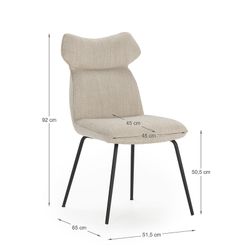 Beige fabric chair, 47 x 64.5 x 91.5 cm | Dara