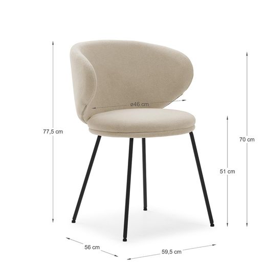 Beige fabric chair, 59.5 x 56 x 77.5 cm | Rush