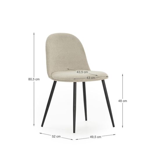 Beige and black fabric chair, 45 x 52 x 81 cm | Malila